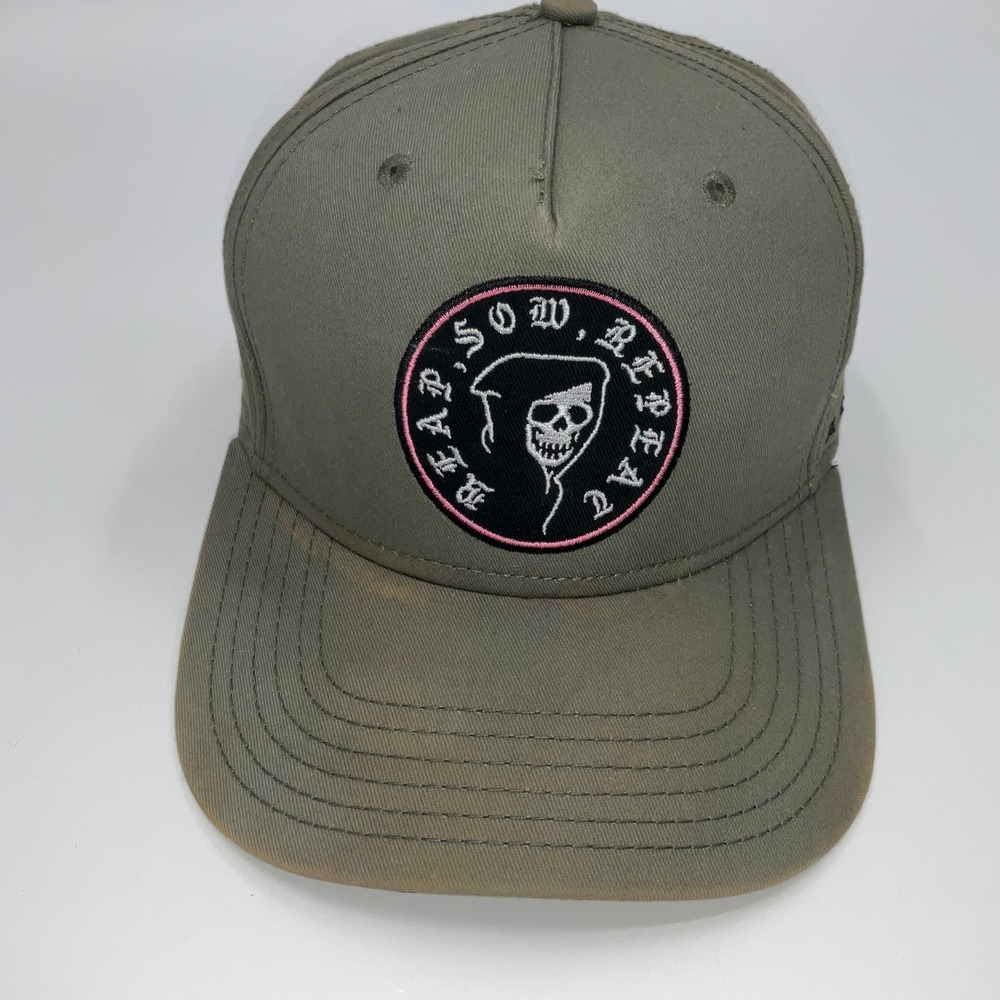 Reaper Patch Cap OS Grungecore Streetwear Edgy Gothic Snapback Sun Faded Hat